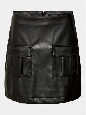 Kožená sukně Vero Moda černé