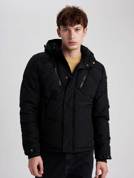Zateplená fleecová bunda s kapucí Defacto černá