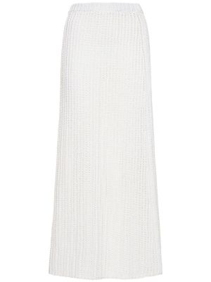 Bavlnená dlhá sukňa Ferragamo biela