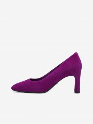 Pantofi cu toc din piele de căprioară Tamaris violet