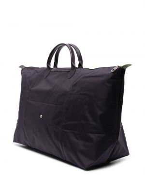 Haftowana torba podróżna Longchamp fioletowa