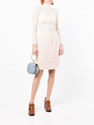 Pieštuko formos sijonas tvido Chanel Pre-owned rožinė