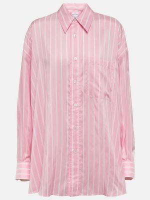 Копринена риза на райета Bottega Veneta розово