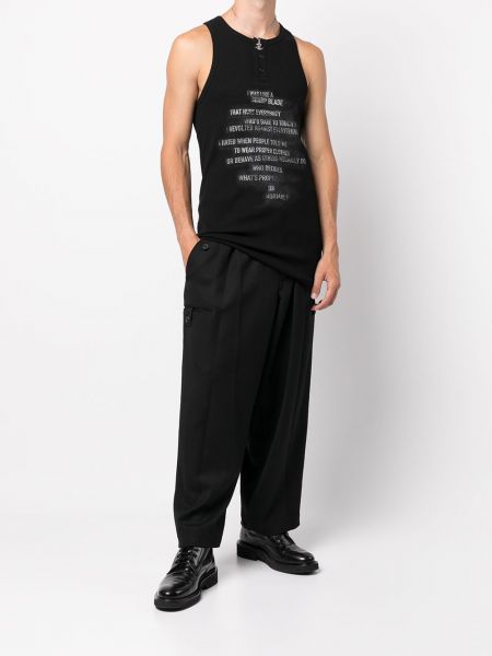 Camiseta sin mangas con estampado Yohji Yamamoto negro