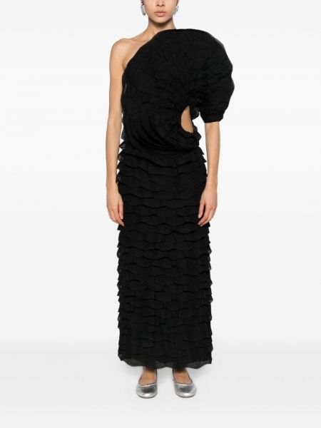 Sukienka na jedno ramię z falbankami asymetryczna Chloe czarna