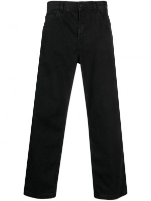 Bavlněné straight fit džíny s výšivkou 44 Label Group černé
