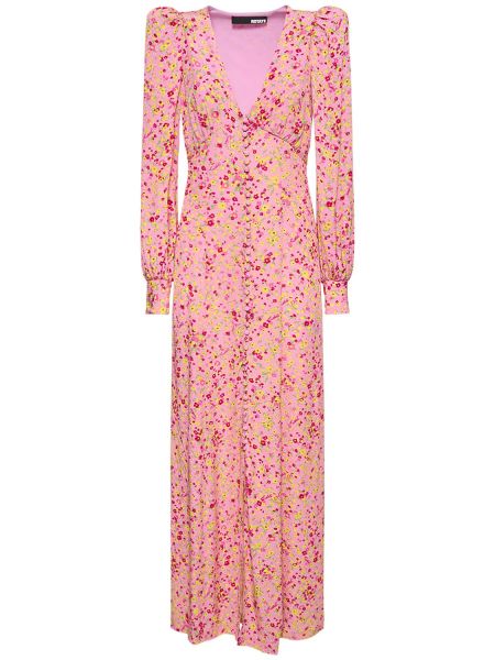 V-hals trykt floral dress Rotate rosa