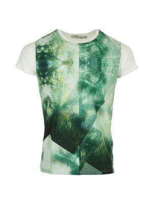 Tričko s krátkými rukávy z modalu s tropickým vzorem Trente-cinq° zelené