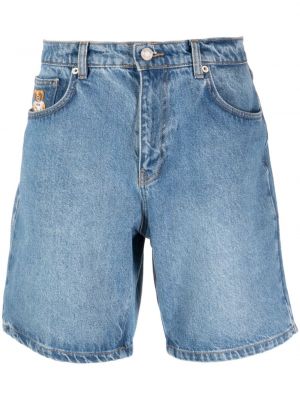Shorts en jean à imprimé Moschino bleu