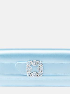 Сатенени чанта тип „портмоне“ Manolo Blahnik синьо