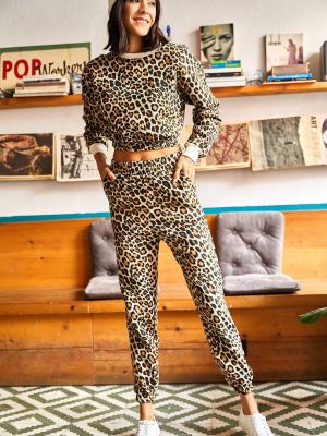 Trening din fleece cu model leopard Olalook