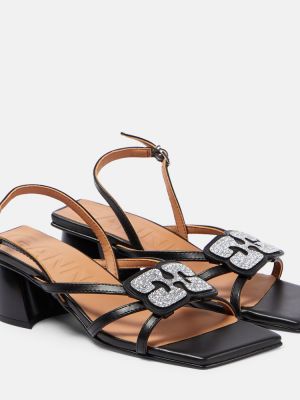 Kožené sandále z ekologickej kože Ganni čierna
