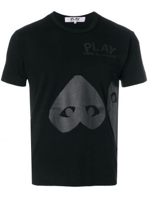 Raštuotas marškinėliai su širdelėmis Comme Des Garçons Play juoda