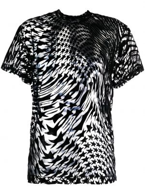 T-shirt à imprimé en mesh à motif étoile Mugler noir