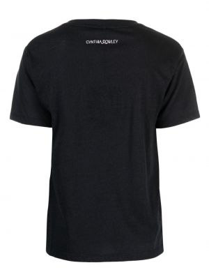 Geblümte t-shirt aus baumwoll mit print Cynthia Rowley schwarz