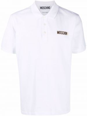 Поло тениска с принт Moschino бяло