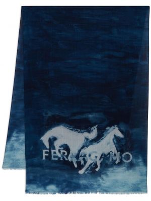 Вълнен шал с принт Ferragamo синьо