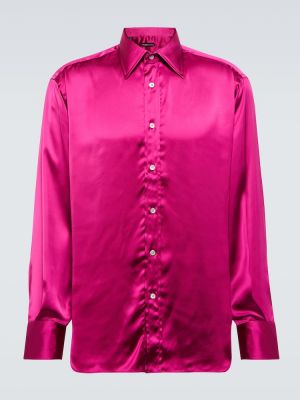 Selyem szatén gombolt ing Tom Ford - rózsaszín