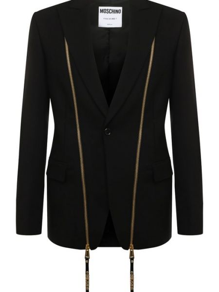 Шерстяной пиджак из вискозы Moschino черный