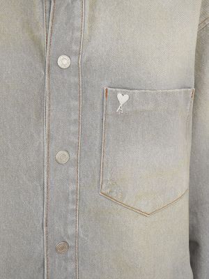 Bavlnená rifľová košeľa Ami Paris sivá