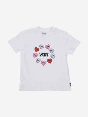 Bavlněné tričko s potiskem se srdcovým vzorem Vans bílé