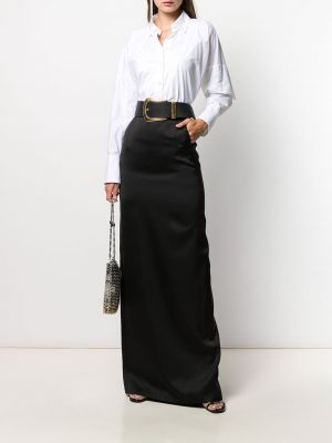 Falda larga ajustada Saint Laurent negro