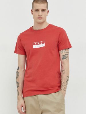Тениска с дълъг ръкав с принт Solid червено