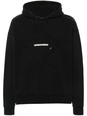 Medvilninis džemperis su gobtuvu su žvaigždės raštu Dsquared2 juoda