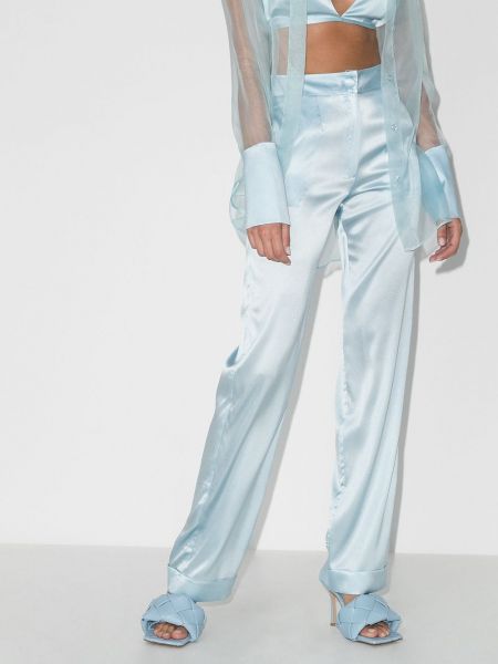 Pantalones de seda Materiel azul