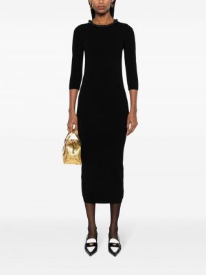 Dzianinowa sukienka midi z kryształkami N°21 czarna