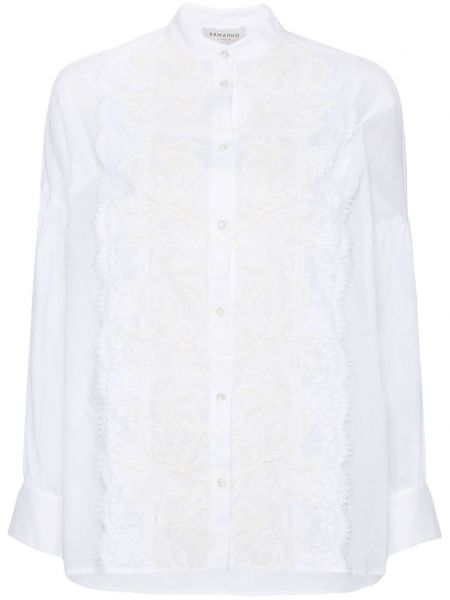 Camicia ricamata di cotone Ermanno bianco