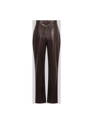 Pantalones rectos de cuero de cuero sintético Nanushka marrón