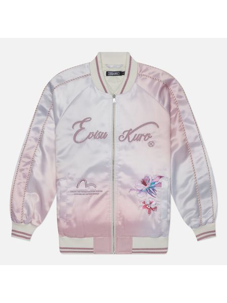 Бомбер с вышивкой в цветочек Evisu розовый
