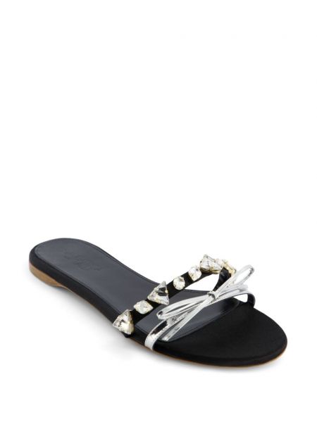 Leder sandale mit kristallen Giambattista Valli schwarz