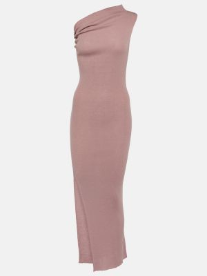Gyapjú hosszú ruha Rick Owens rózsaszín