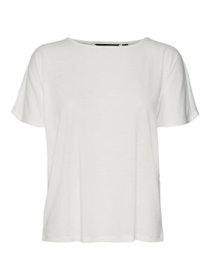 Jednofarebné ľanové priliehavé tričko Vero Moda - biela