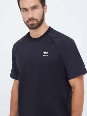 Тениска с дълъг ръкав с апликация Adidas Originals черно