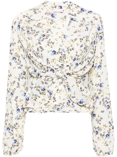 Bluza s cvjetnim printom s printom od krep Liu Jo bijela