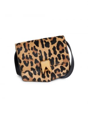 Леопардовая шерстяная мини сумочка с принтом Alaïa коричневая