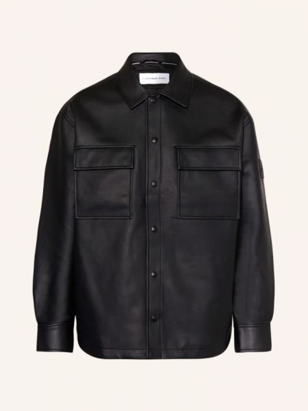 Кожаная джинсовая куртка из искусственной кожи Calvin Klein Jeans черная