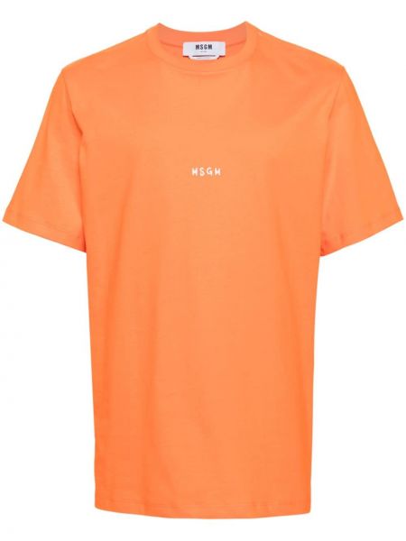 Bavlnené tričko s potlačou Msgm oranžová
