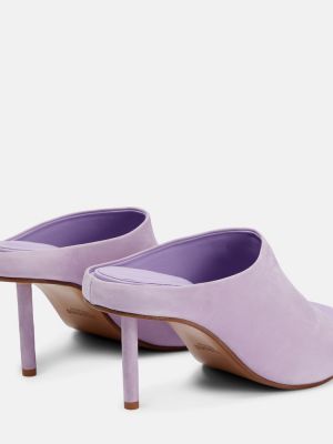 Papuci tip mules din piele de căprioară Jacquemus violet