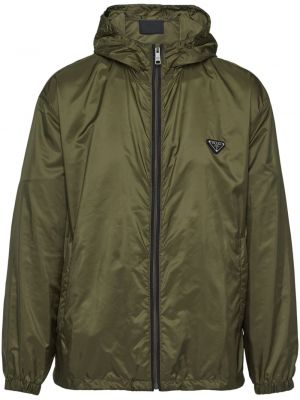 Najlonska jakna s kapuljačom Prada zelena