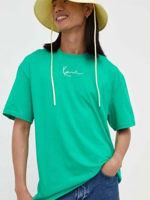 Bavlněné tričko s aplikacemi Karl Kani zelené