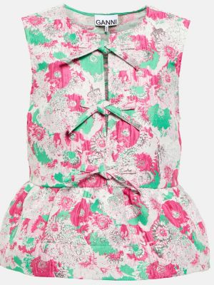 Top cu model floral din jacard Ganni