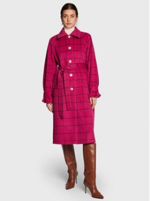 Vlněný zimní kabát Custommade růžový