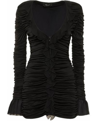 Jersey mini obleka iz šifona z draperijo Blumarine črna