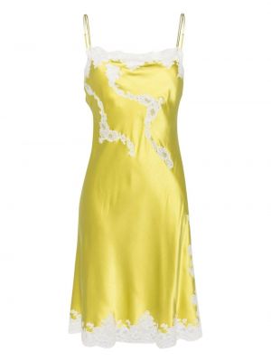 Svilena haljina s čipkom Carine Gilson žuta