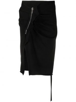 Drapované asymetrické midi sukně Rick Owens Drkshdw černé