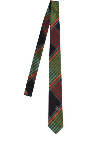 Jedwabny krawat w kratkę Vivienne Westwood czarny